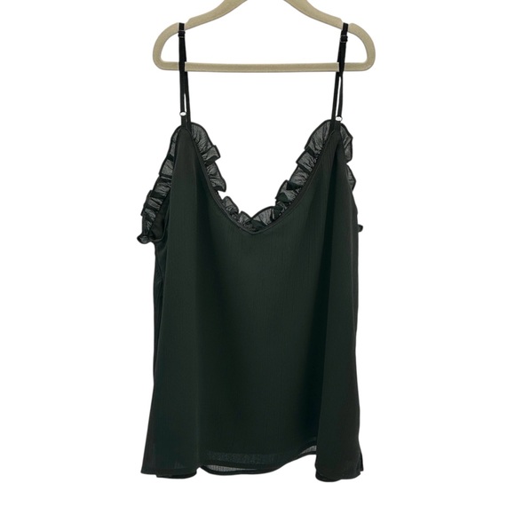 VICI Black Ruffle Trim Cami Top | Textured Fabric Adjustable Straps | Women’s L - Picture 6 of 10